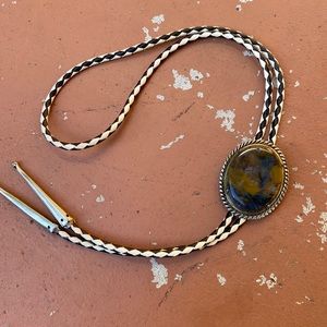 Vintage 1970’s beautiful blue mountain jasper bolo tie